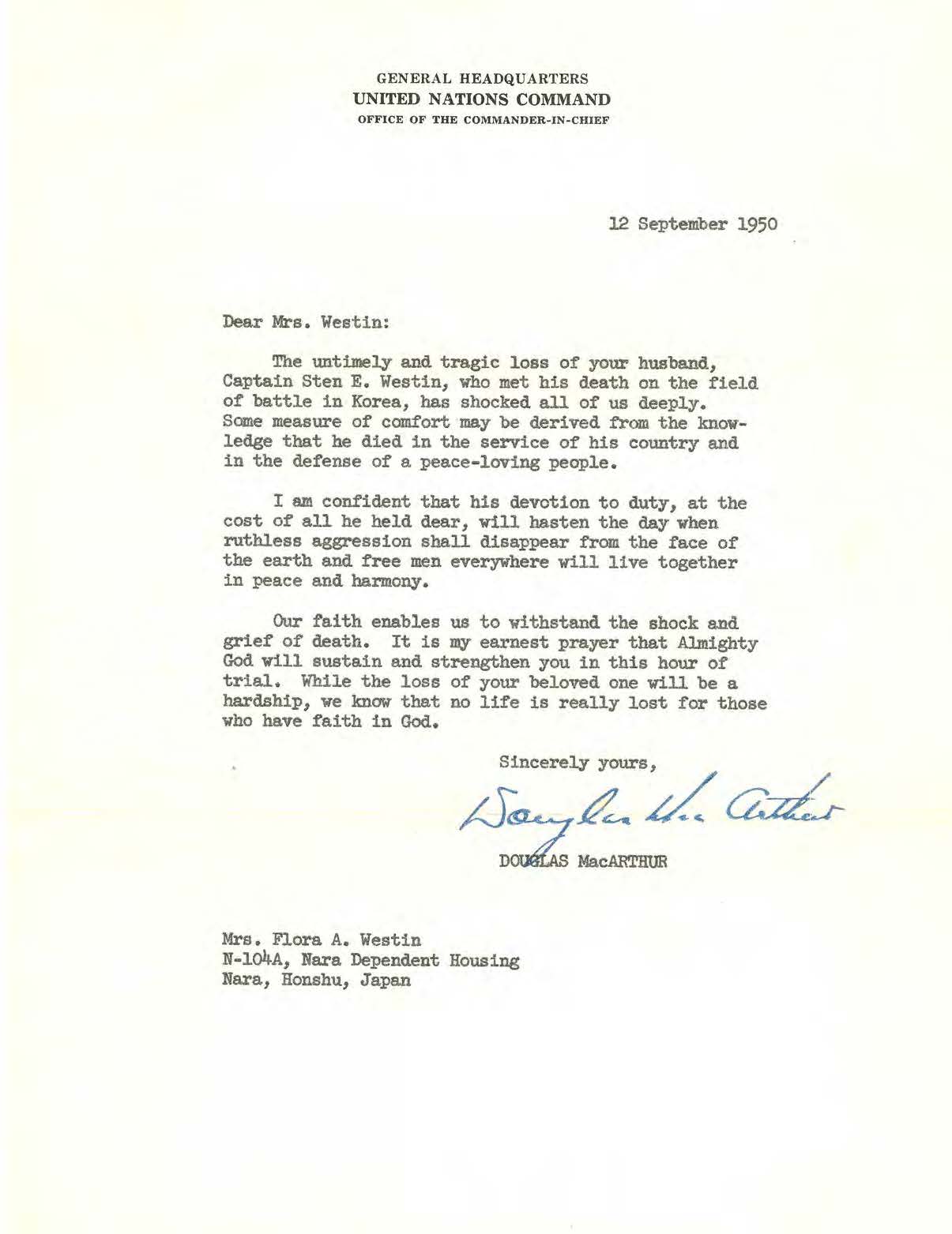 MacArthur Letter
